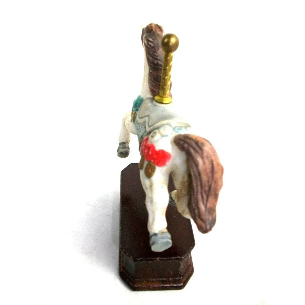 Vintage Ceramic Carousel Horse w/ Blue Saddle / 4.5-5